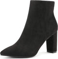 Women's Chunky Heel Ankle Booties with Faux Fur Lining - Chic Comfort