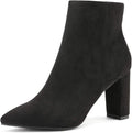 DREAM PAIRS Women's Chunky High Heel Ankle Booties - Cozy Faux Fur