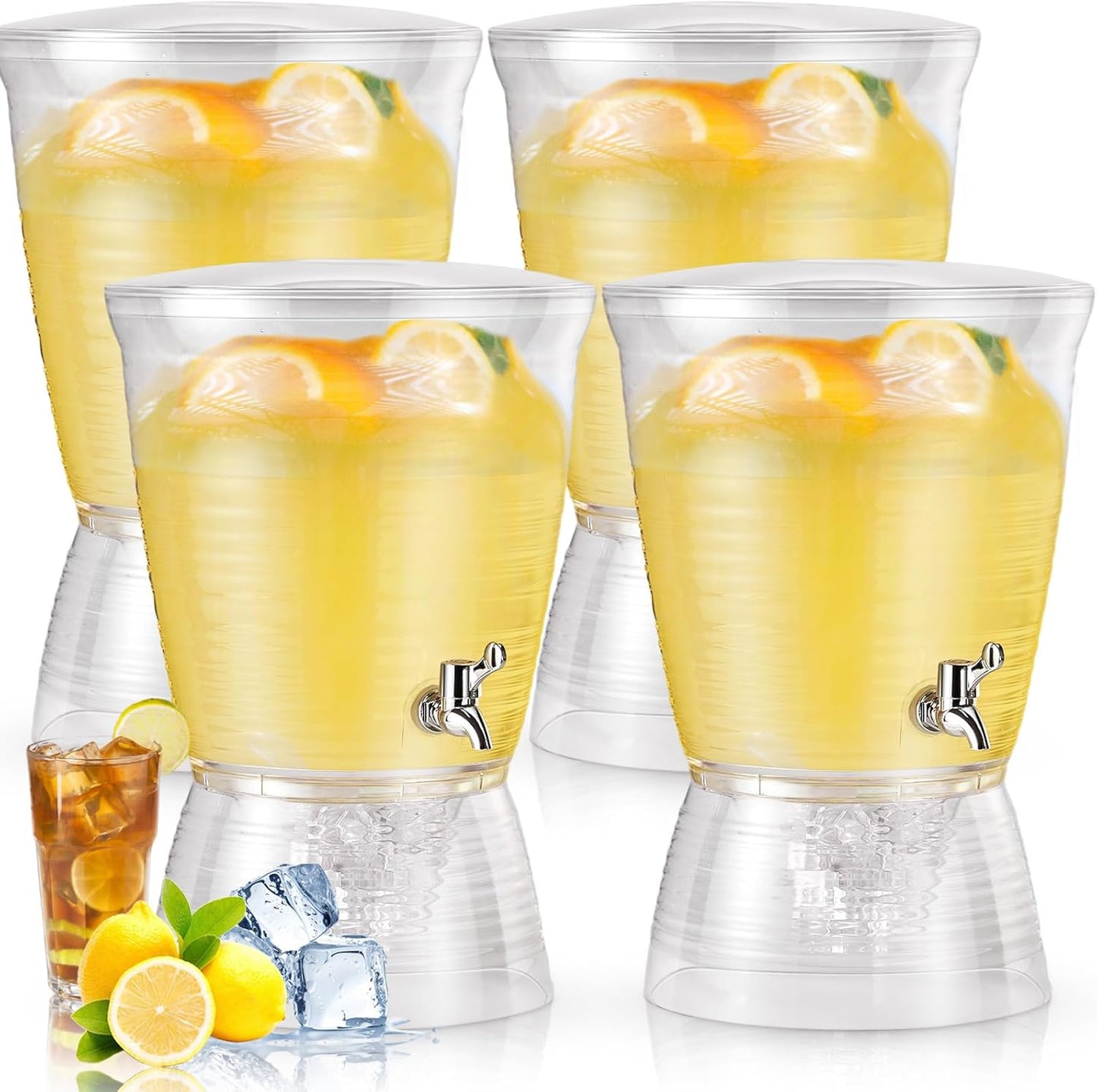 Tioncy 4 Pcs Acrylic Beverage Dispenser for Parties