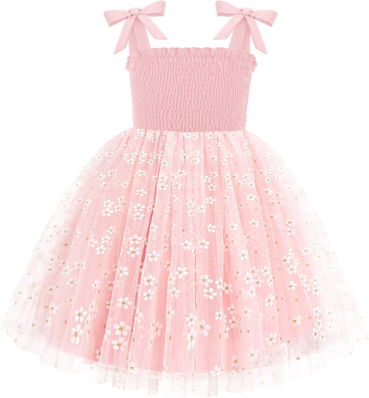 Toddler Girl Tutu Dress with Bow-Tie Straps for Summer Fun
