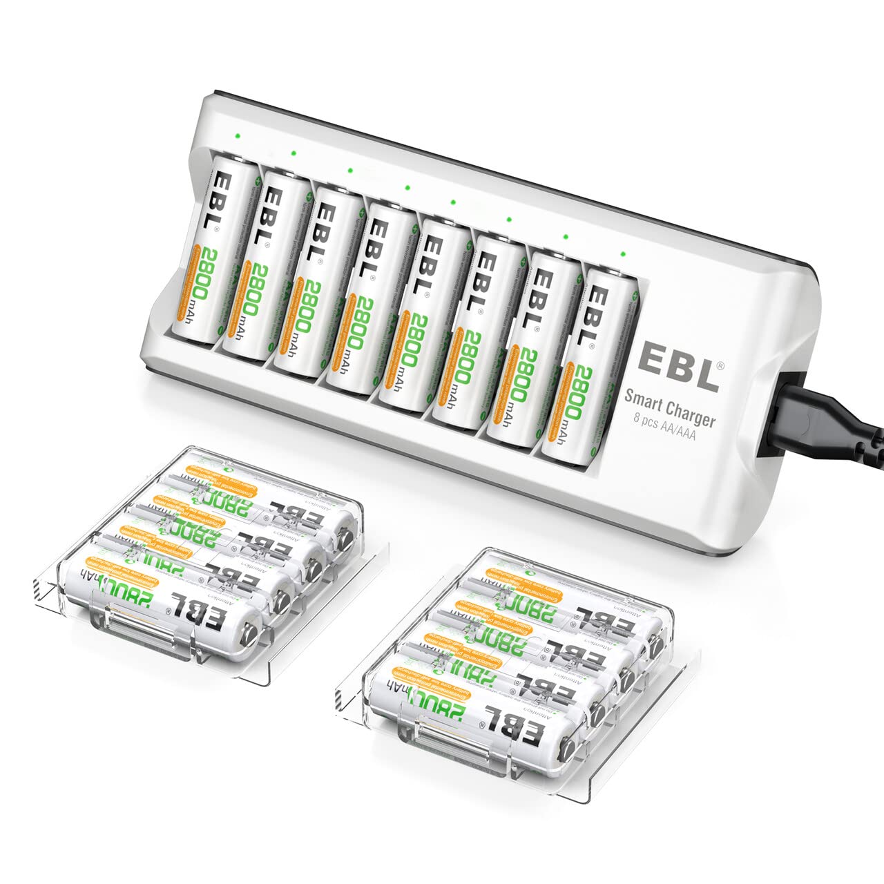 EBL AA Rechargeable Batteries with Charger Pack of 16 for Power