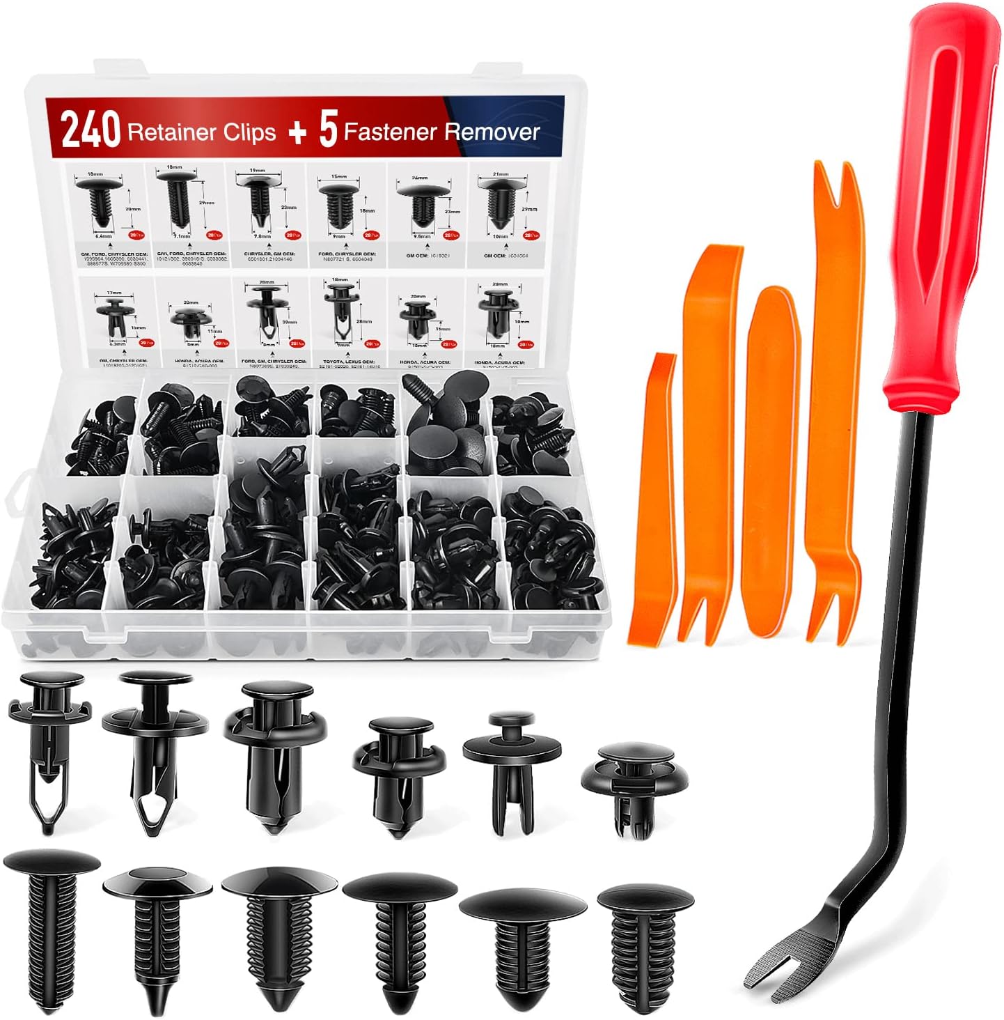 240 PCS Bumper Retainer Clips - Easy Car Panel Fastener Kit