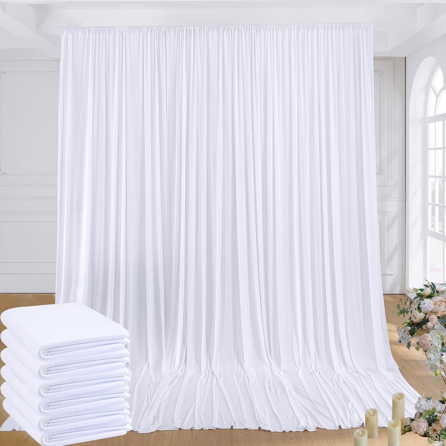 Premium 30x10ft White Backdrop Curtains - Perfect Photo Background