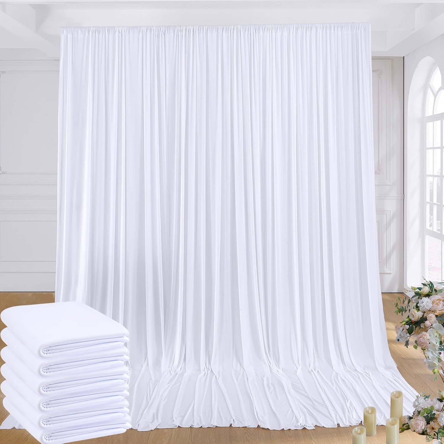 Premium 30x10ft White Backdrop Curtains - Perfect Photo Background