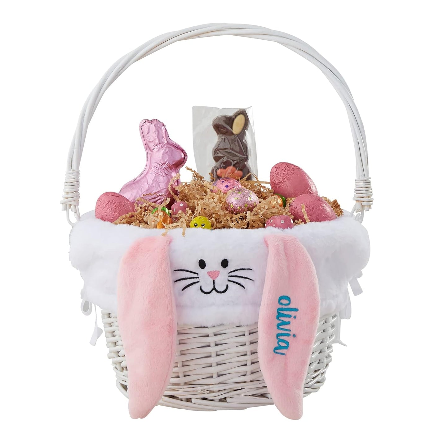 Hand-Woven Easter Basket with Personalized Bunny Liner for Kids