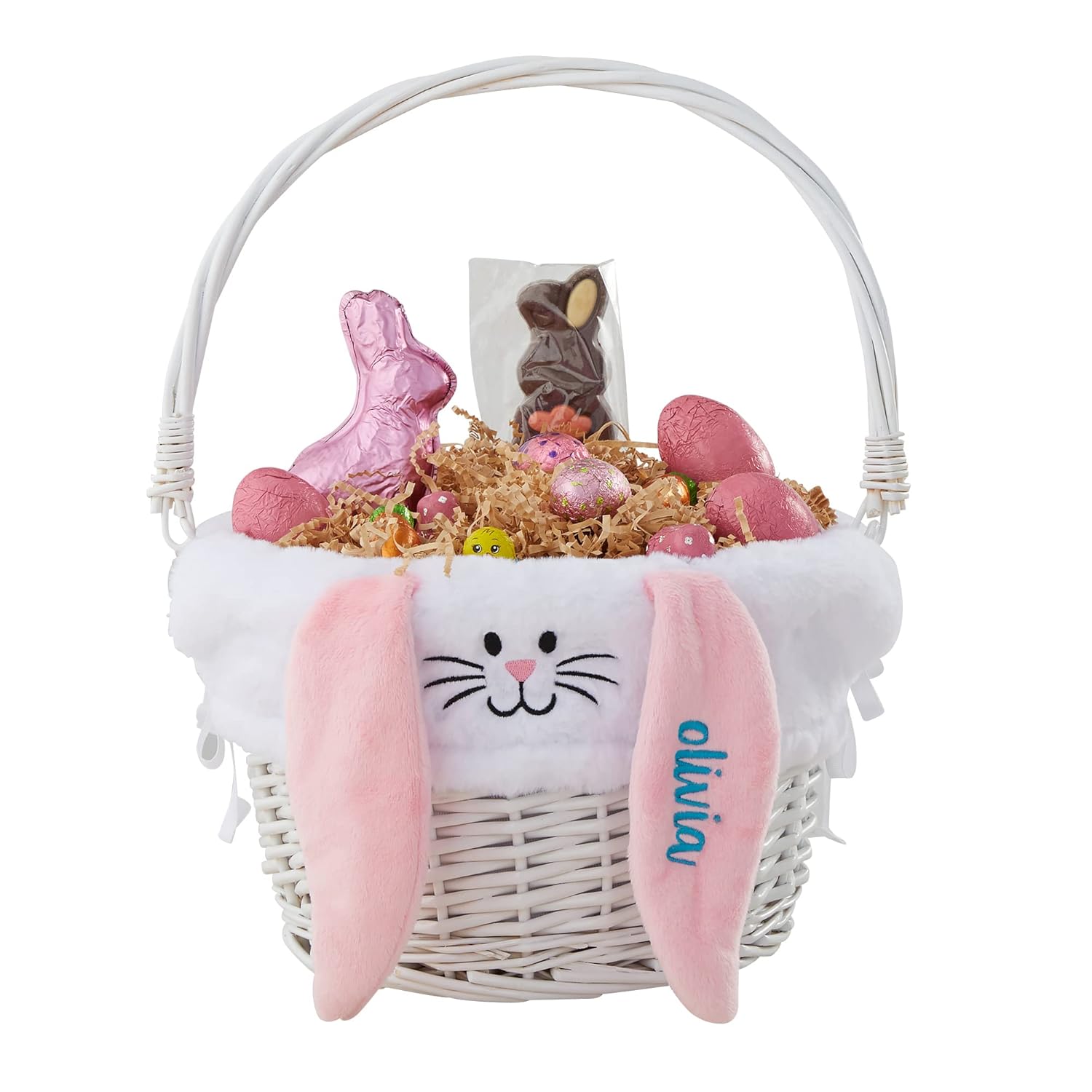 Hand-Woven Easter Basket with Personalized Bunny Liner for Kids