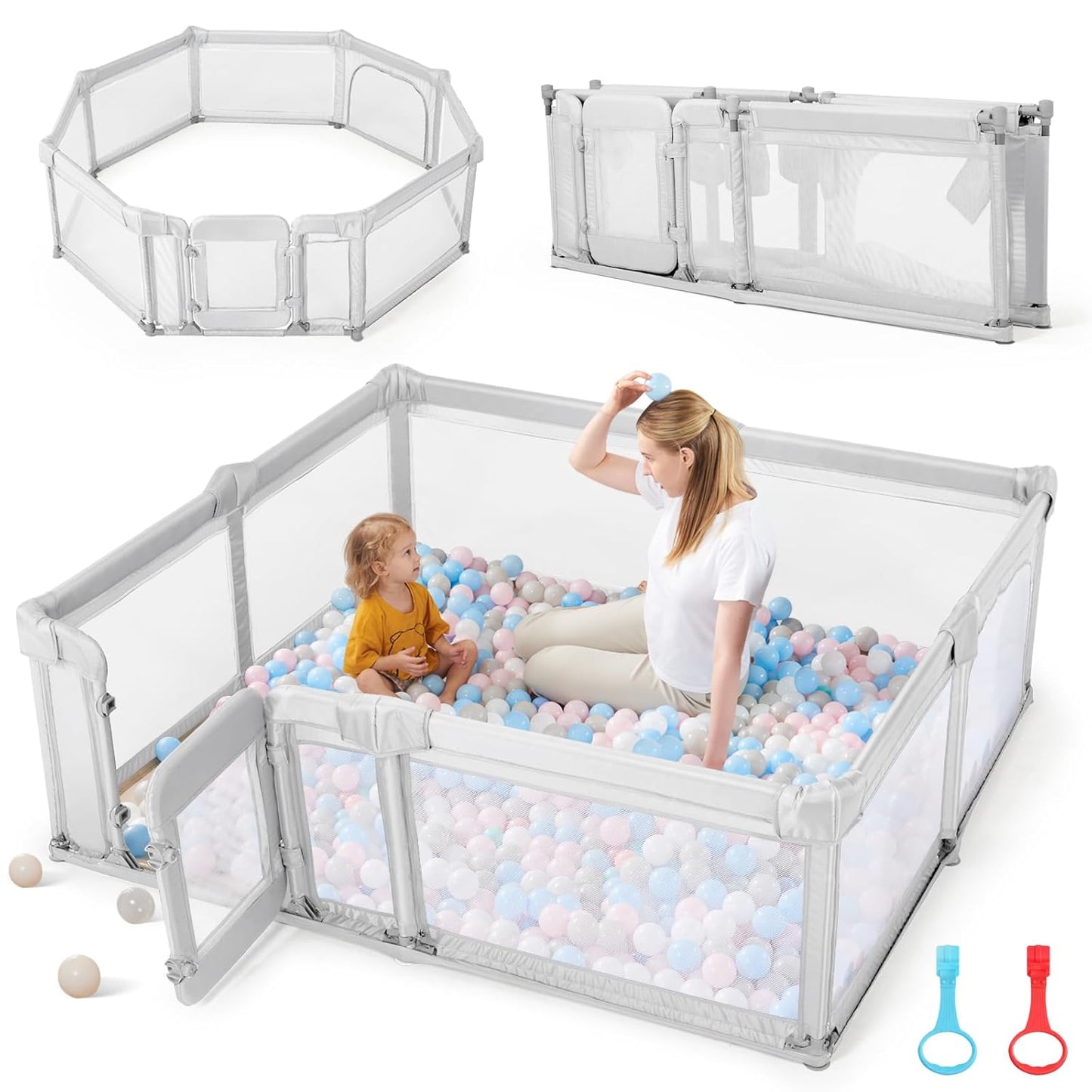 Sweeby Foldable Baby Playpen - Extra Large Play Yard for Kids