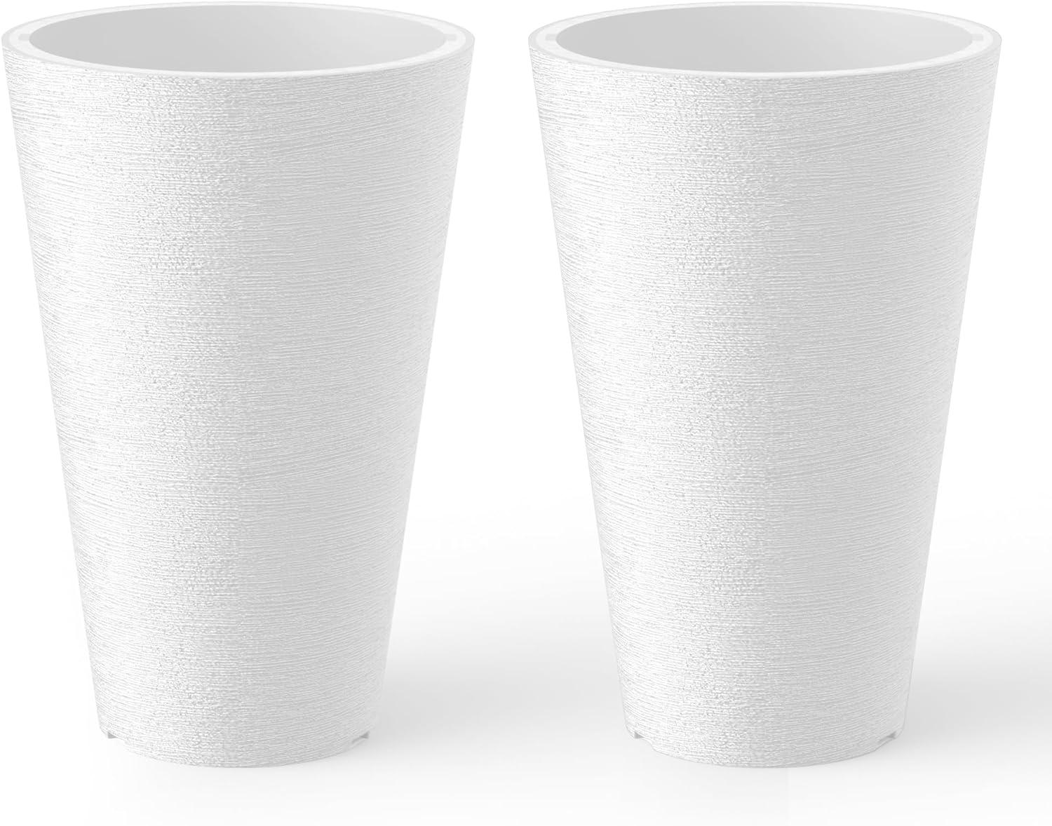 Kante Tall Round Planter Set of 2 for Indoor Outdoor Use