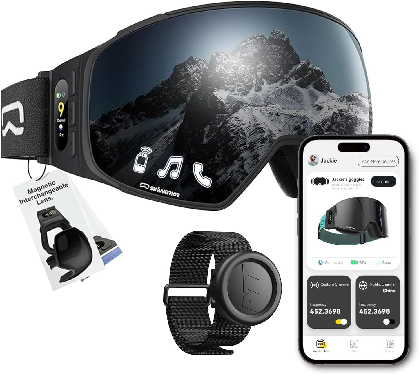 SKIWARRIOR Smart Goggles: Music, Calls, Lenses