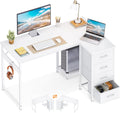 L Shaped Desk with 4 Drawers - Small 40in Corner Computer Desk