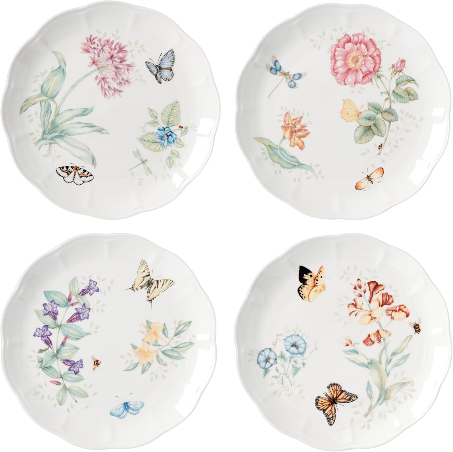 Lenox Butterfly Meadow 4-Piece Dinner Plate Set for Elegant Dining