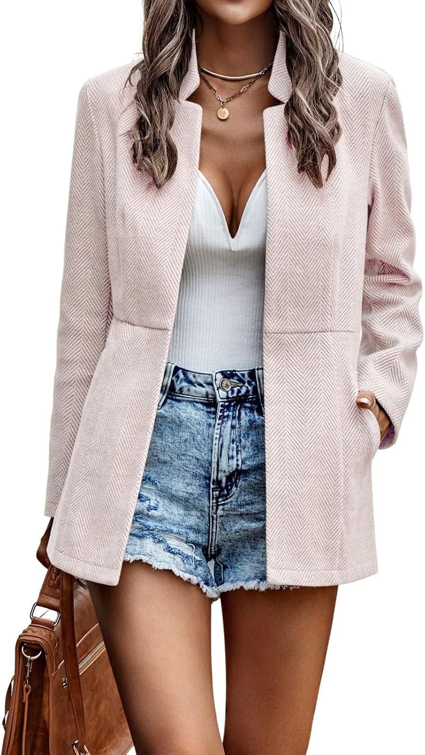 Chouyatou Women's Casual Business Open Front Blazer Jacket