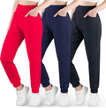 BIG ELEPHANT Girls High Waisted Joggers 3 Pack - Comfortable Daily