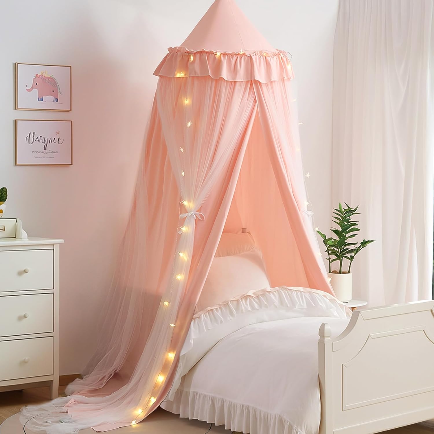 Magical Pink Starlight Bed Canopy by YEERSWAG