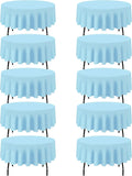 Light Blue Round Tablecloth 90 in 10 Pack - Washable Linen-Feel Covers