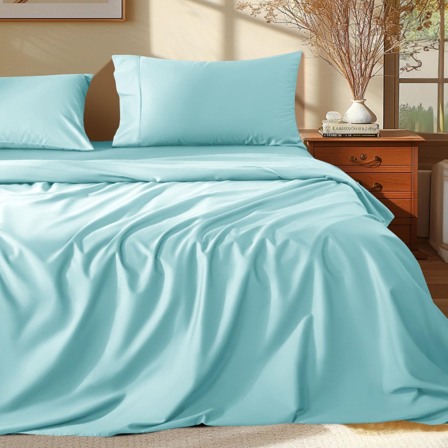 Luxury 100% Egyptian Cotton King Size Sheets Set for Comfort