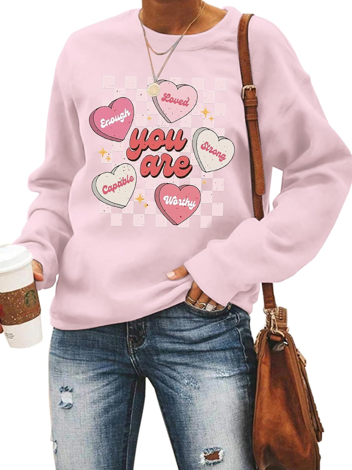 Cozy Heart Print Valentines Sweatshirt by FLORENCE IISA