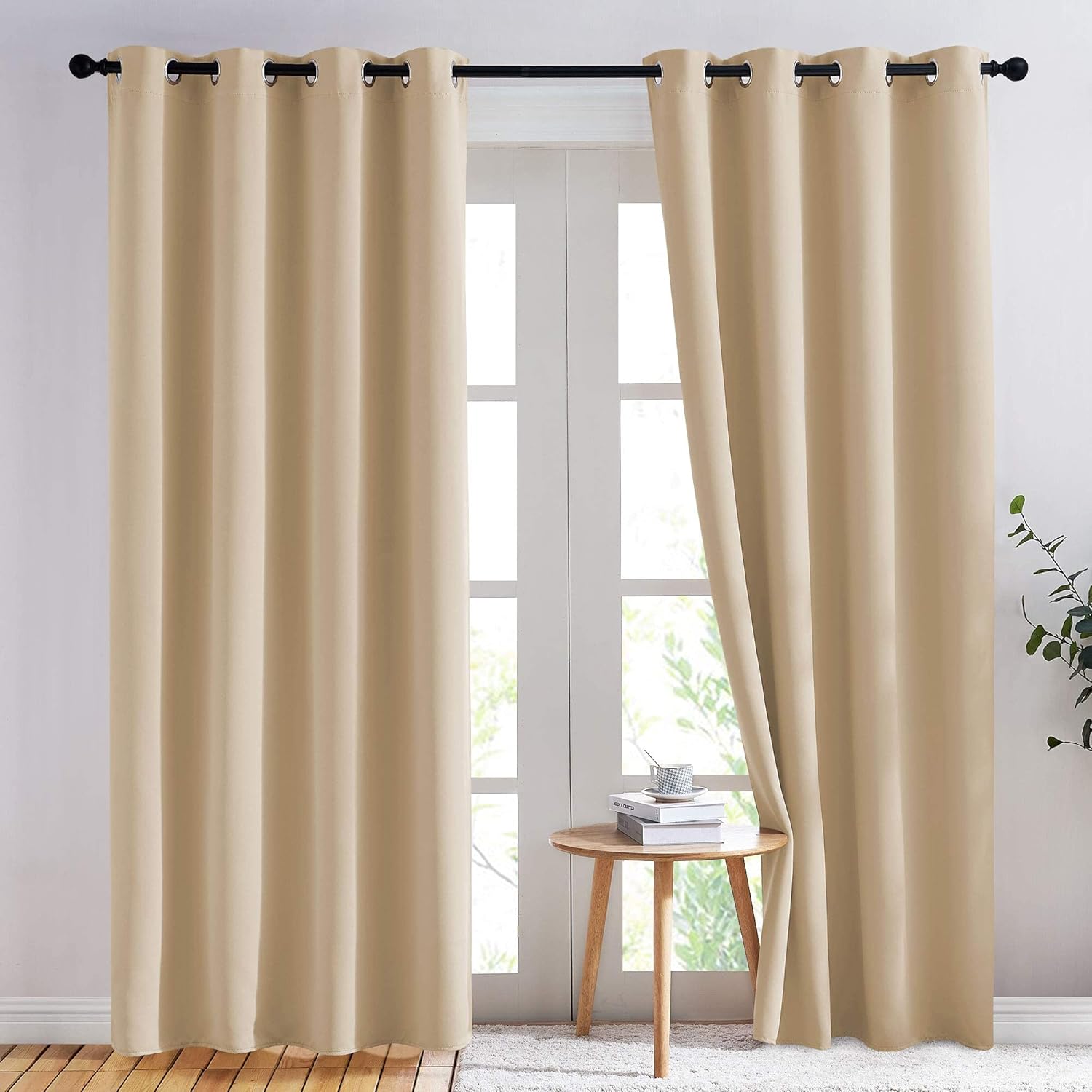 NICETOWN Biscotti Beige Blackout Curtains for Bedroom 84 in