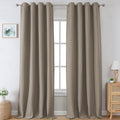 Linen Blackout Curtains 96 in Panels - Heather Greige Thermal Drapes