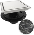 6 Inch Square Shower Drain Brushed Floor Drain with 2-in-1 Tile Insert