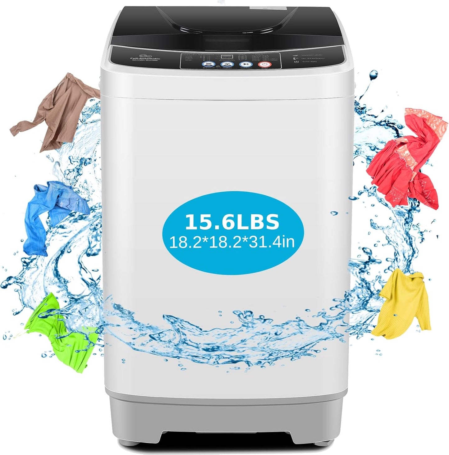 Nictemaw 15.6Lbs Portable Washer: Full-Automatic with 10 Programs