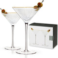 Viski Meridian Martini Glasses - Elegant Gold Rimmed Crystal