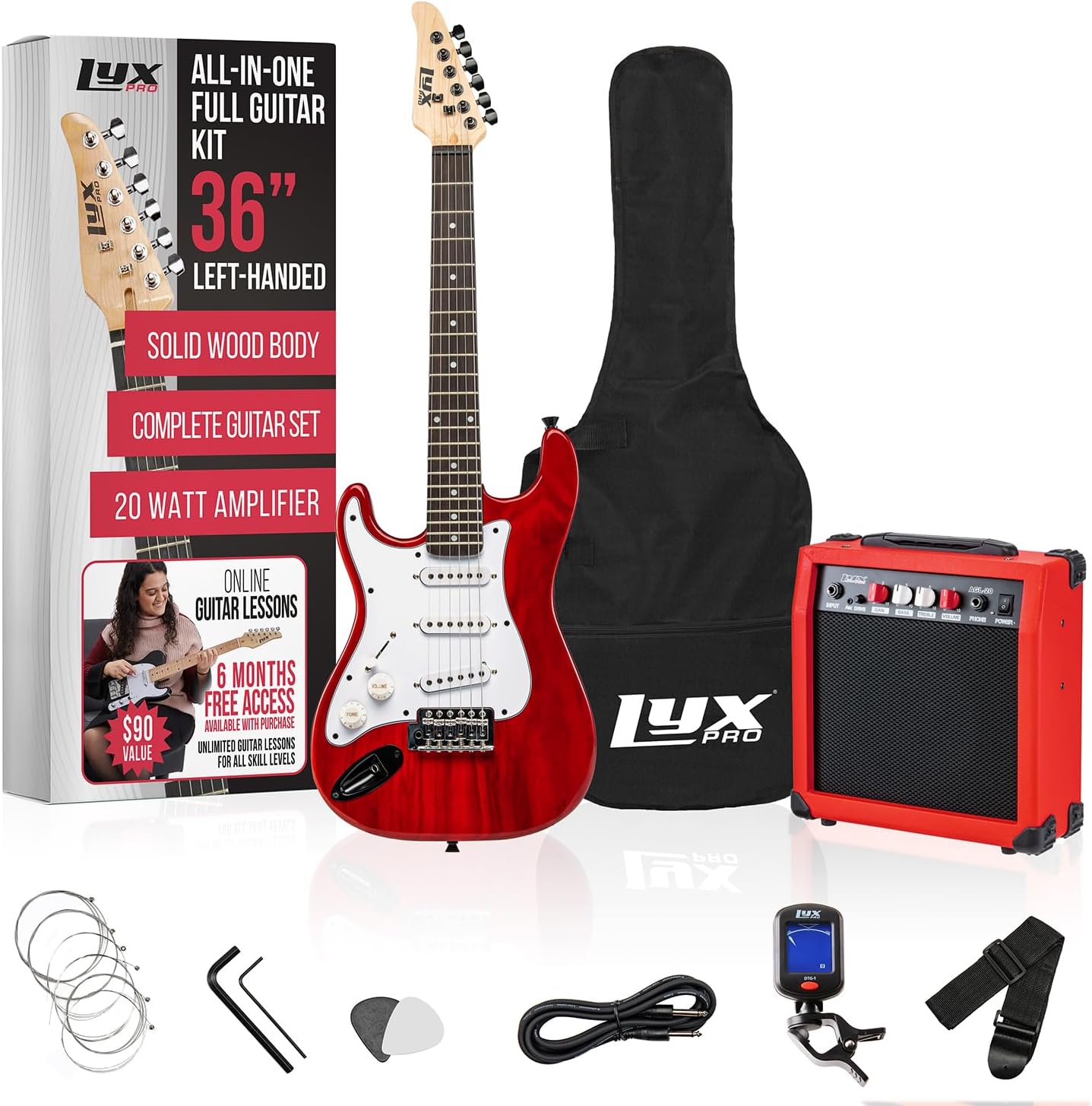 LyxPro Left Hand 36'' Electric Guitar Kit - Perfect for Lefty Kids!