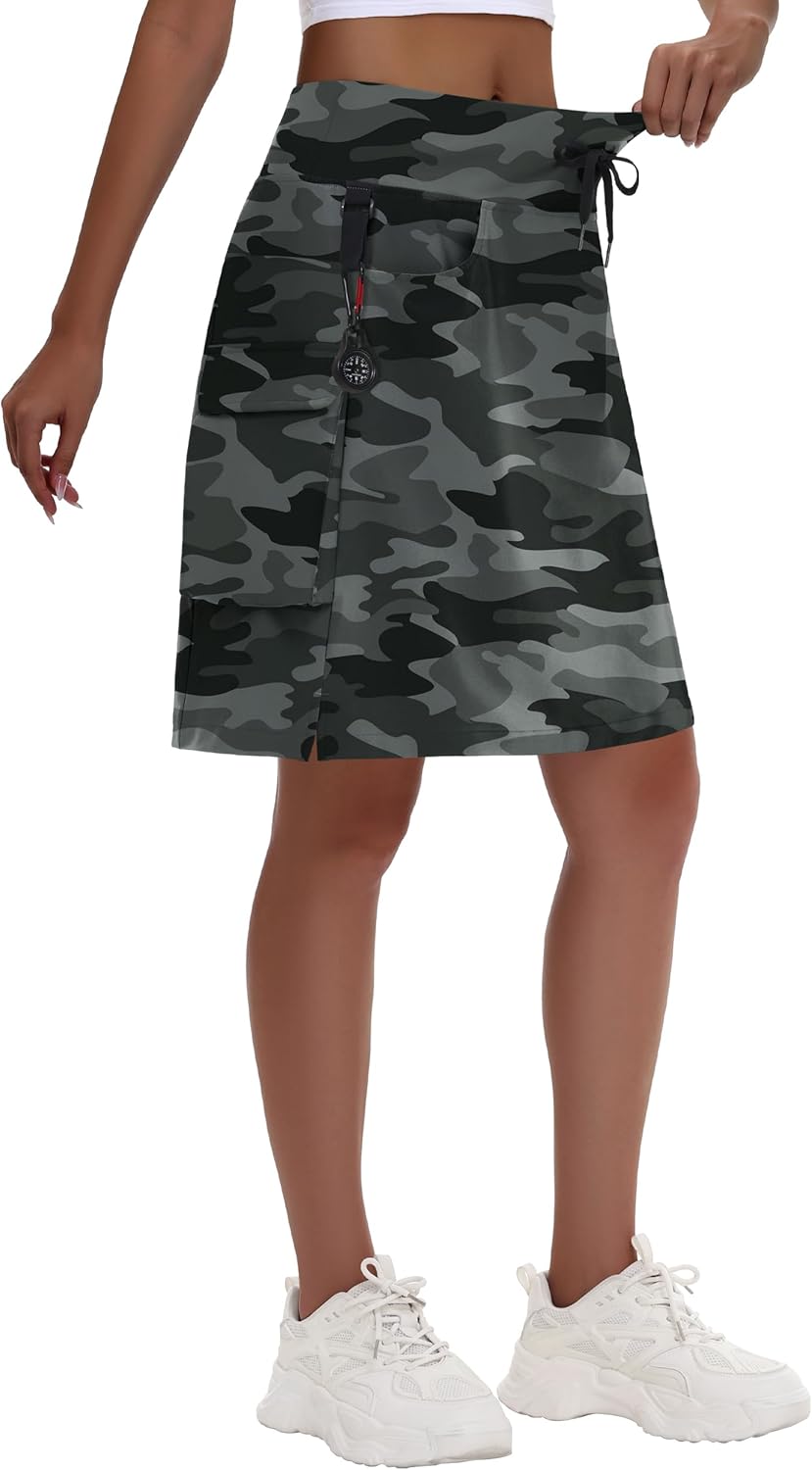 Women's Hiking Cargo Skort Skirt - High Waisted Sport Skirt
