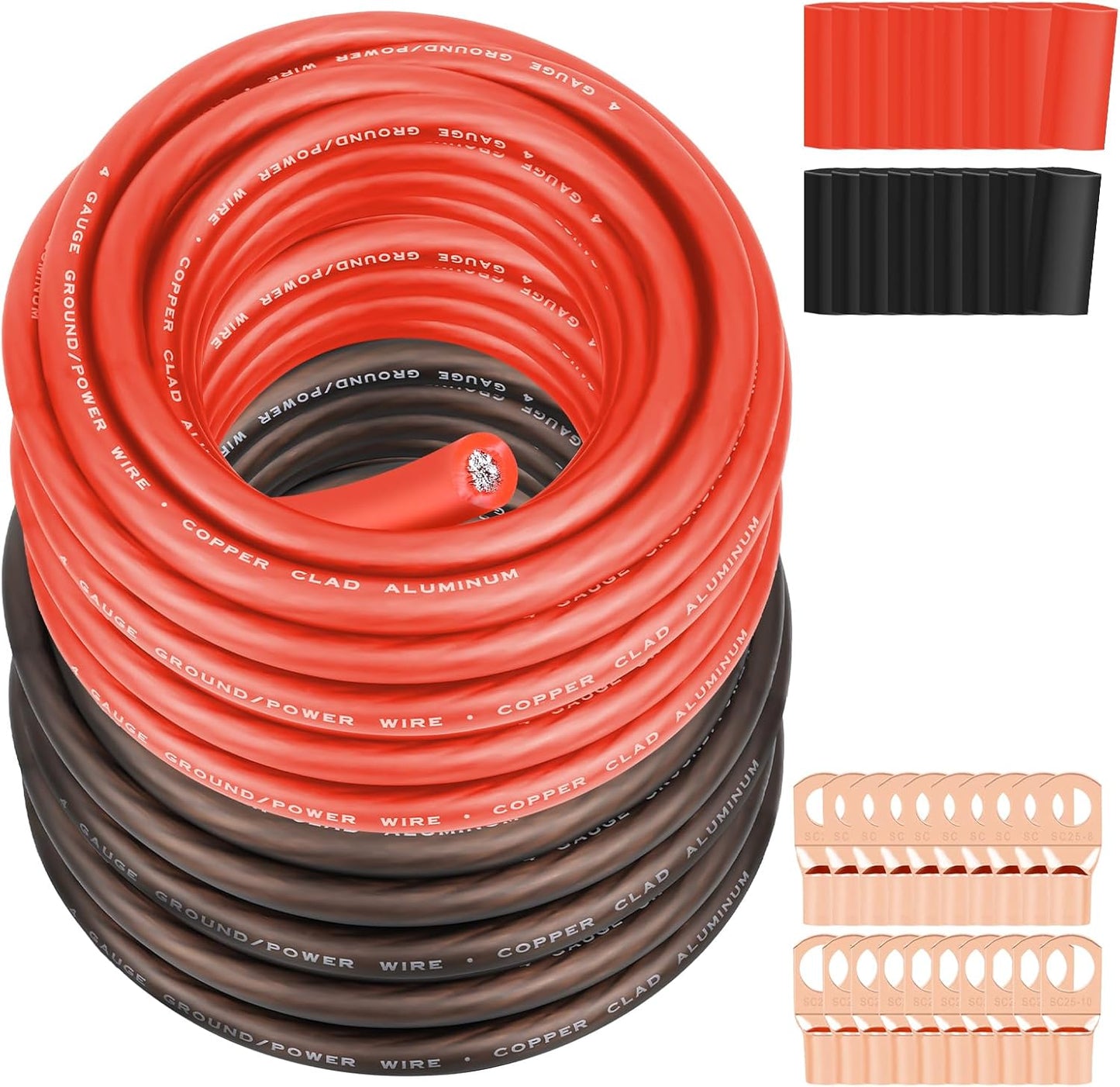 4 Gauge Wire 25FT Black Red True Spec Power Ground Cable