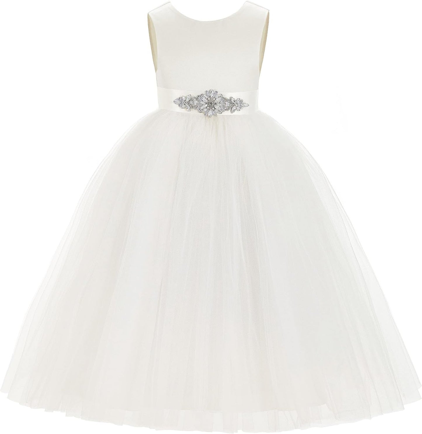 Elegant V-Back Satin Flower Girl Dress for Special Occasions