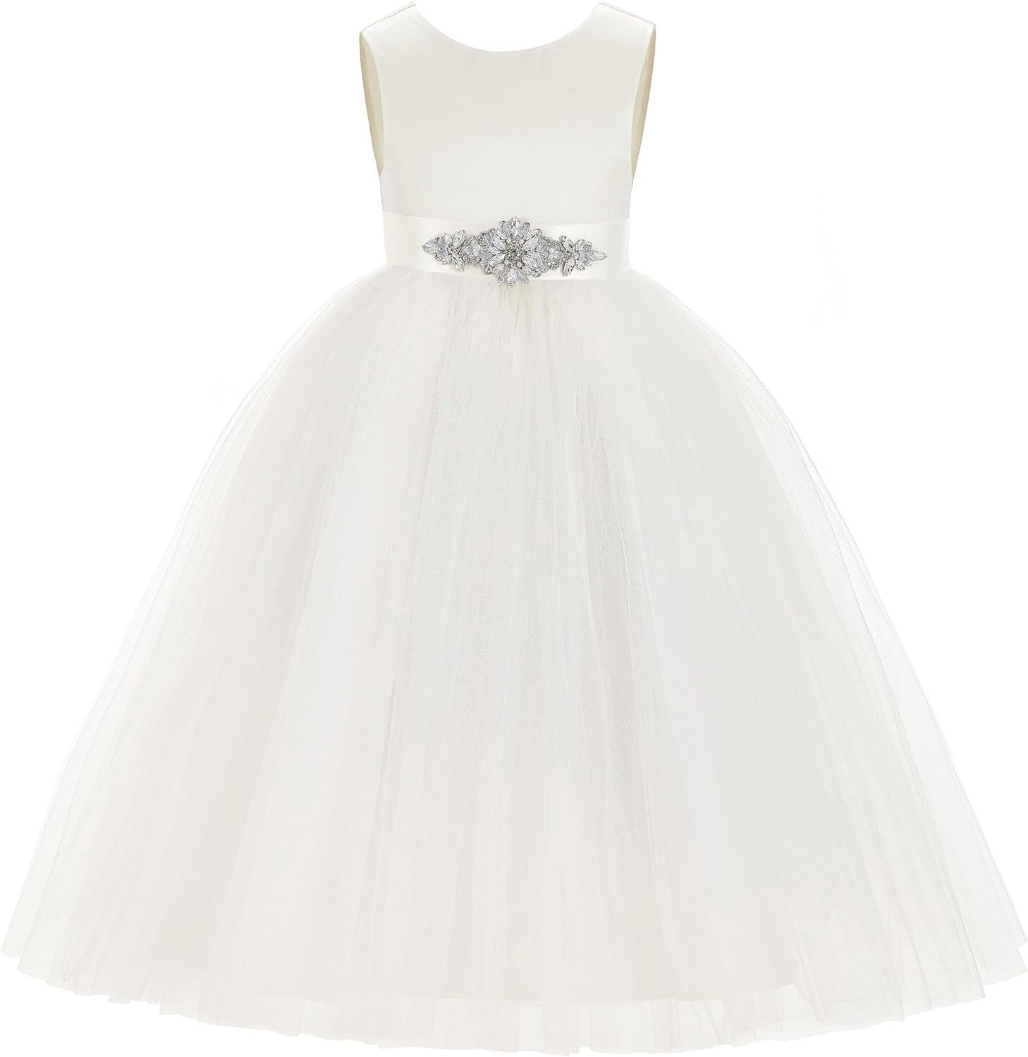 Elegant V-Back Satin Flower Girl Dress for Special Occasions