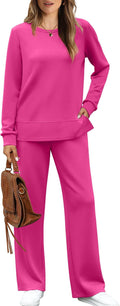 Women's 2 Piece Lounge Sets Sweatshirt Tracksuit - Wide Leg Cozy Fit