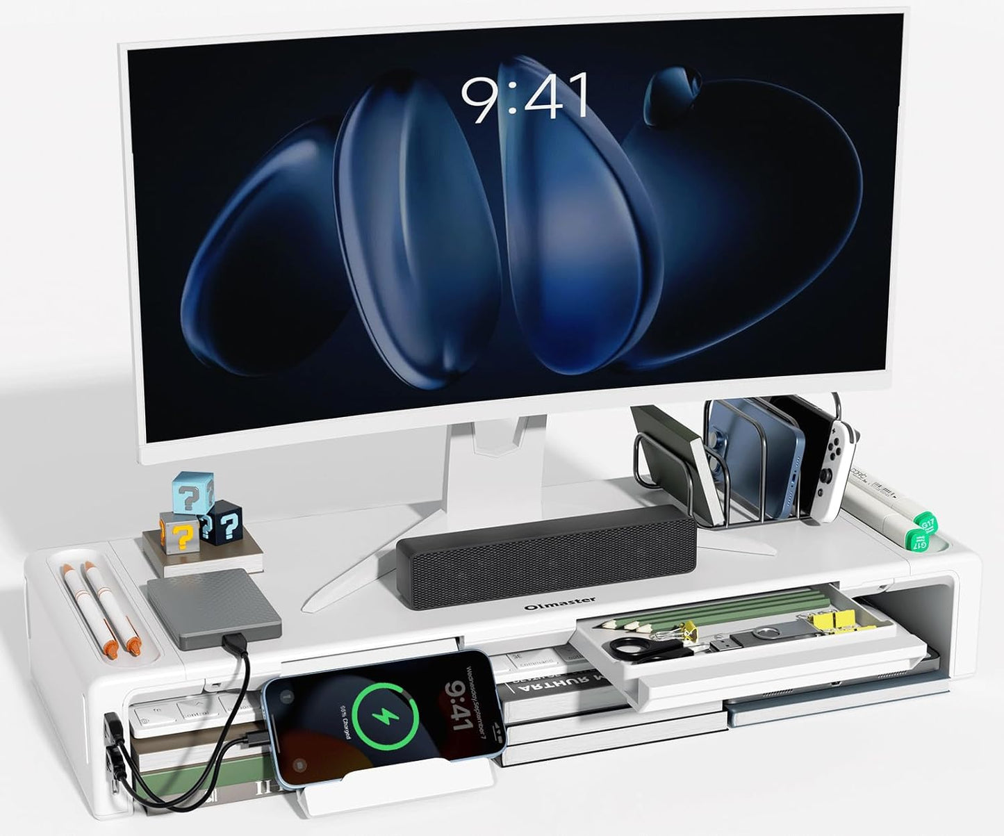 Ergonomic Monitor Stand Riser with USB Hub and Adjustable Length