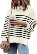 Womens Oversized Colorblock Sweater - Cozy Batwing Knit Pullover