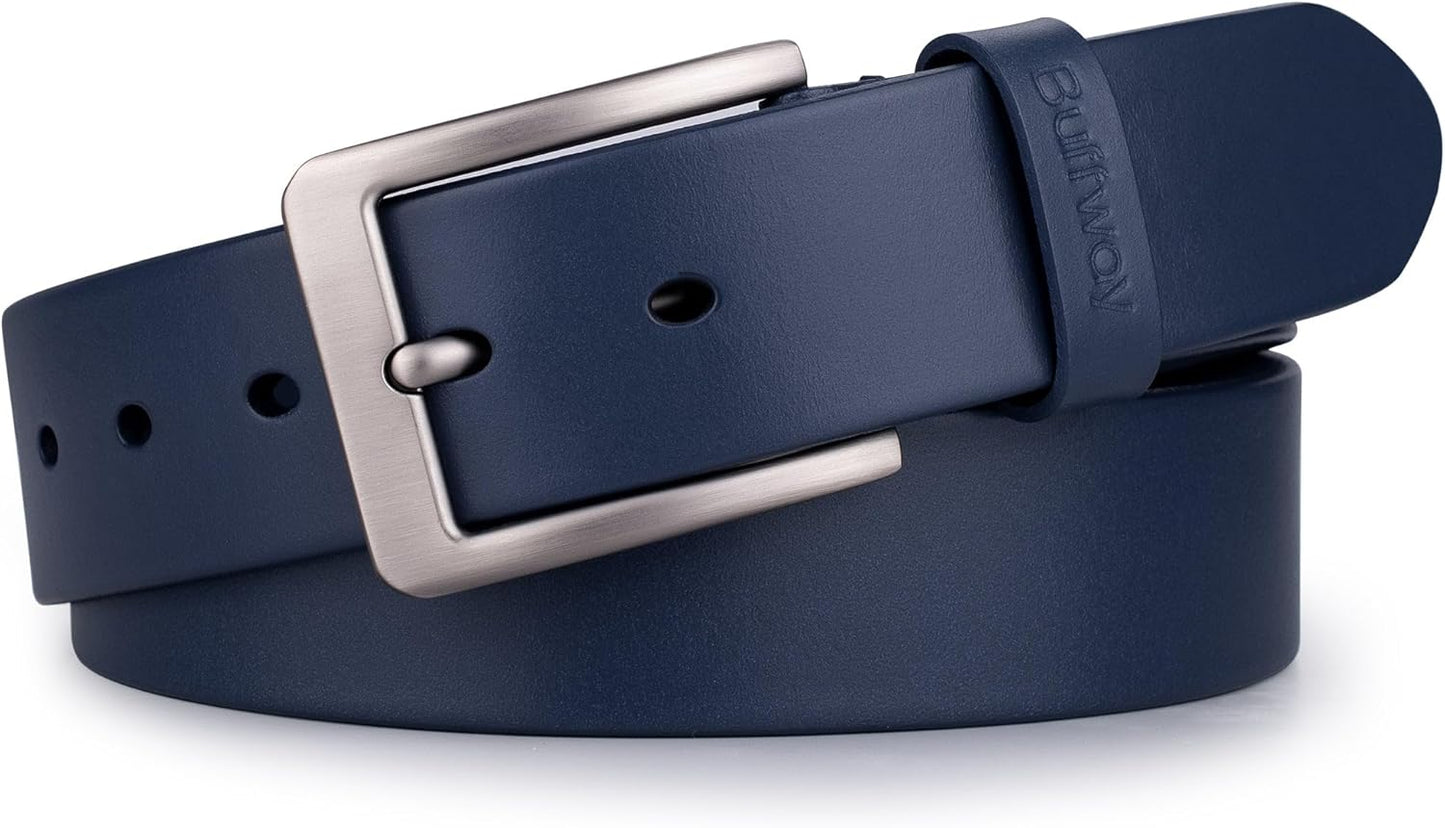 Buffway Mens Full Grain Leather Belt for Jeans & Business Casual