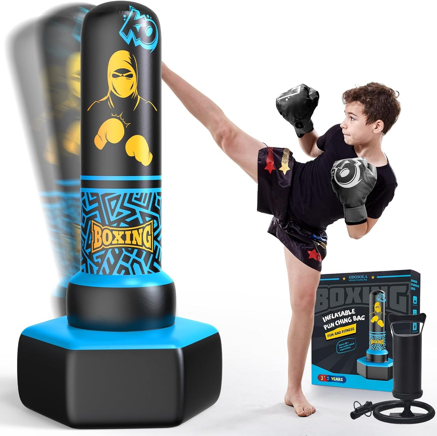 ODOSOLA 67'' Kids Freestanding Boxing Bag - Active Toy for Karate & Taekwondo