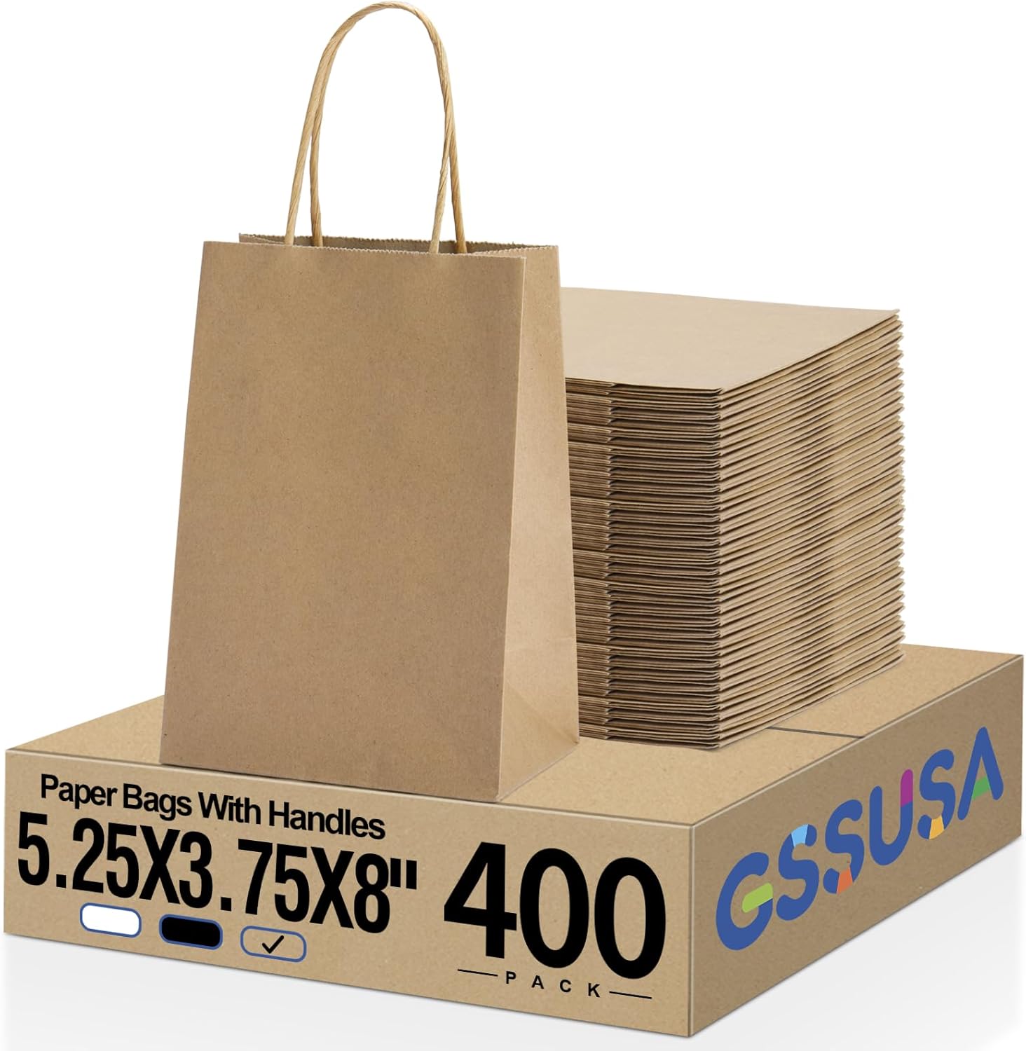 GSSUSA Brown Paper Bags 5.25x3.75x8 for Gift and Retail Use