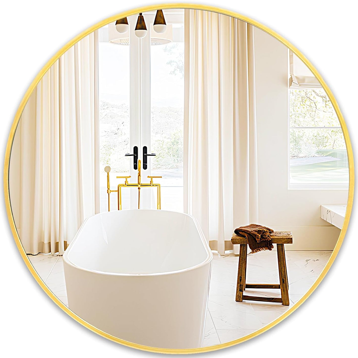 Fabuday Large Round Mirror 36 Inch Gold for Elegant Spaces