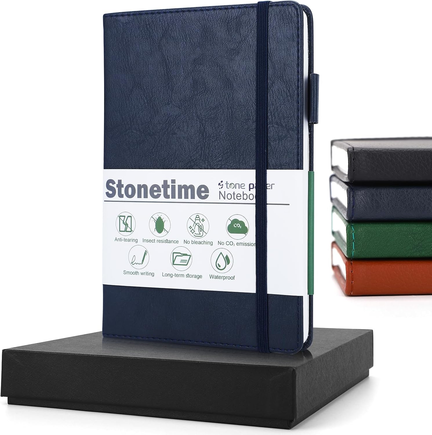 Stonetime: Waterproof Hardcover Notebook, 160 Pages, Blue