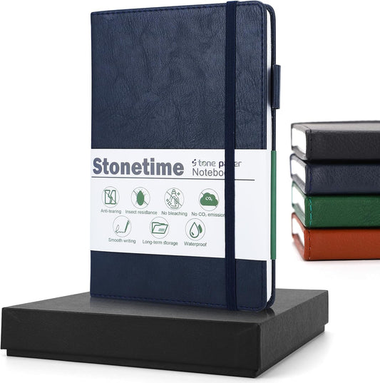 Stonetime: Waterproof Hardcover Notebook, 160 Pages, Blue