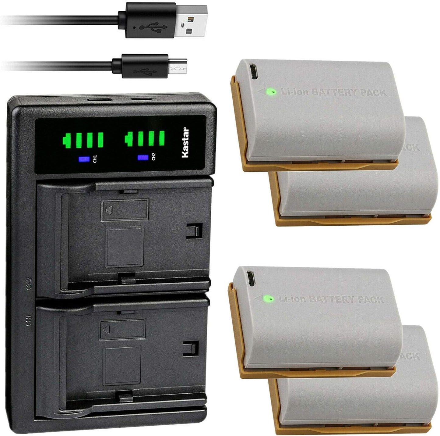 Kastar 4-Pack Battery and LTD2 USB Charger for Blackmagic Cameras