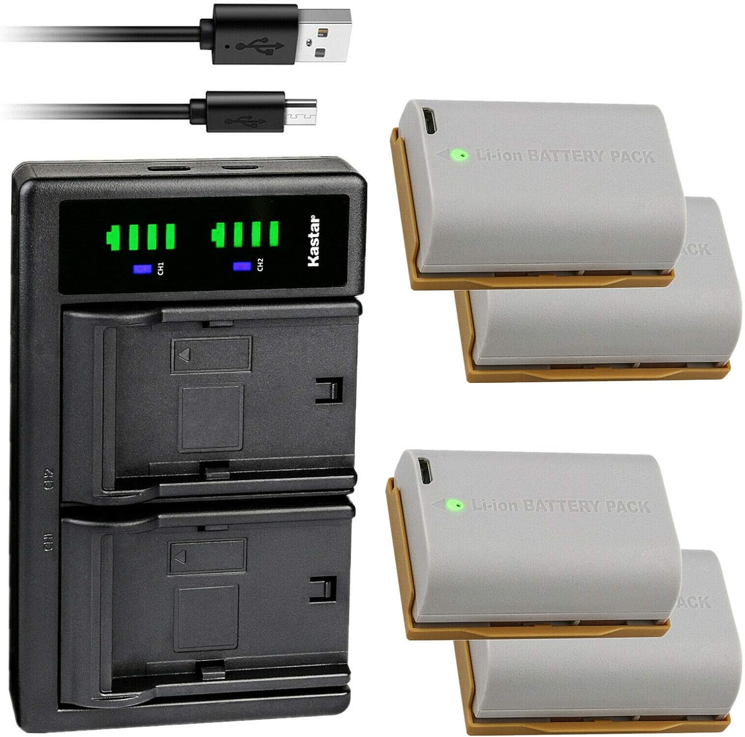 Kastar 4-Pack Battery and LTD2 USB Charger for Blackmagic Cameras