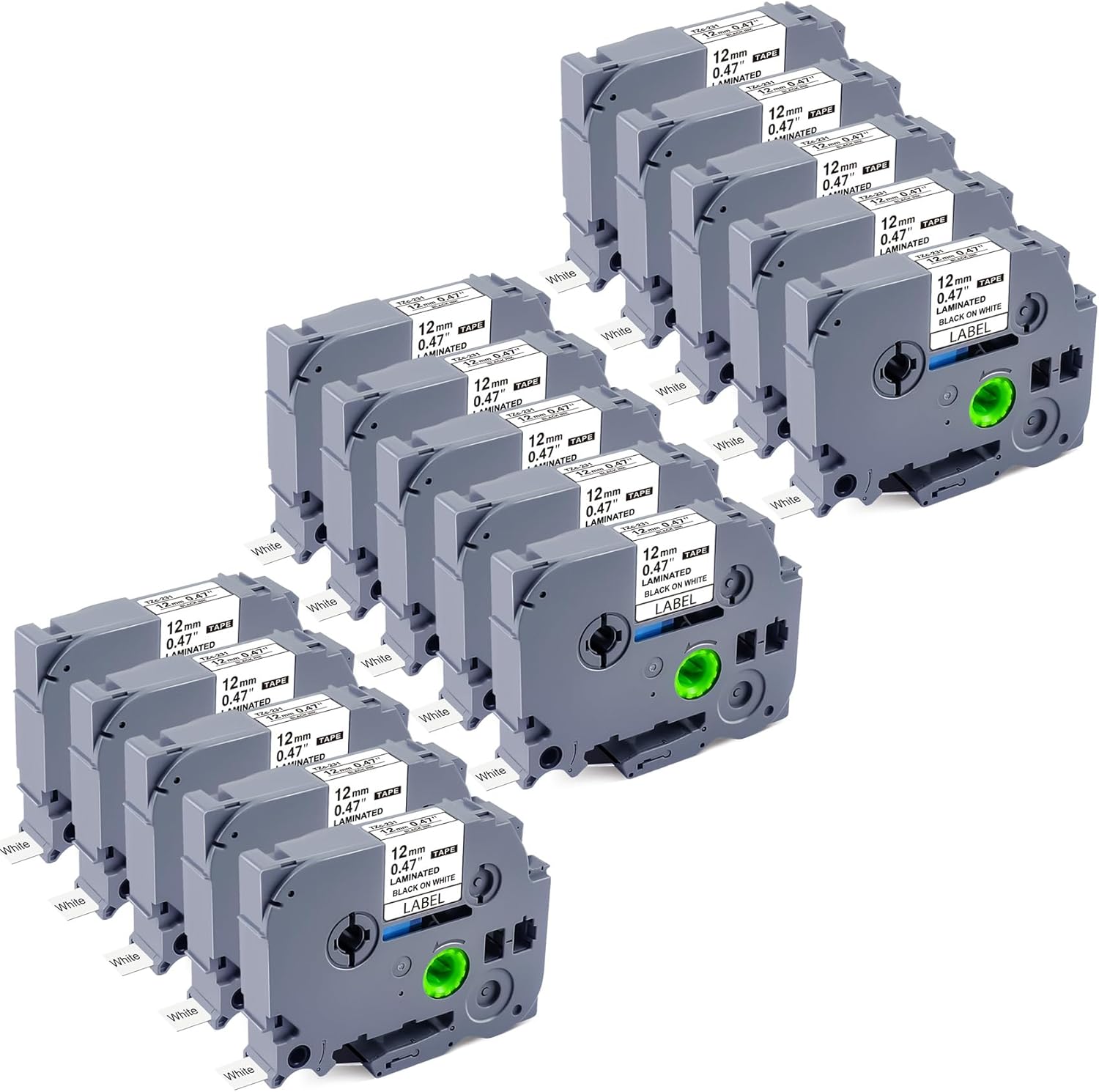 Replacement Brother Label Maker Tape Refill 12mm Black on White