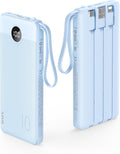 VRURC 10000mAh Power Bank Built-in Cables - Slim Travel Charger
