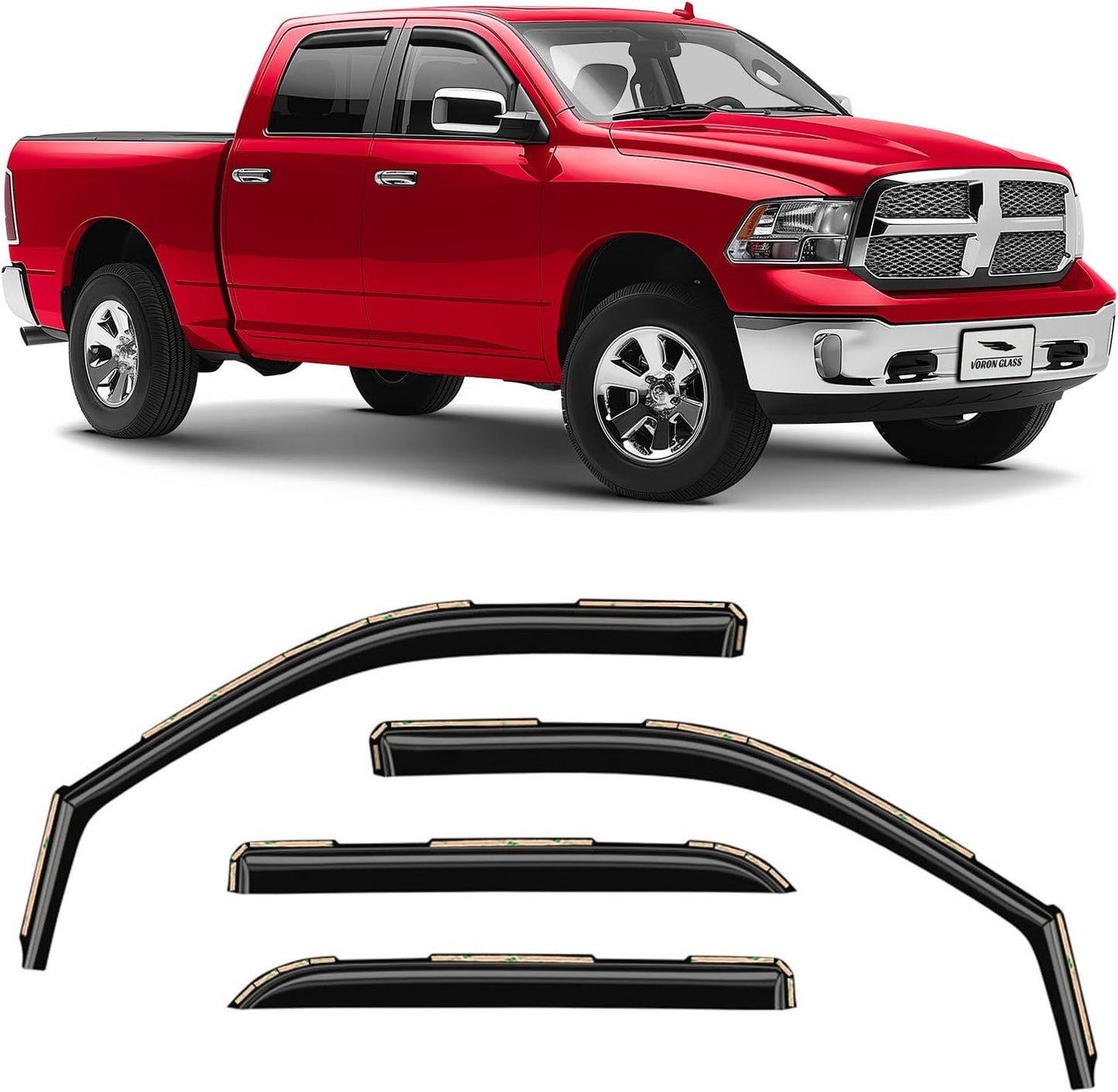 Voron Glass In-Channel Rain Guards for Dodge RAM 2009-2024