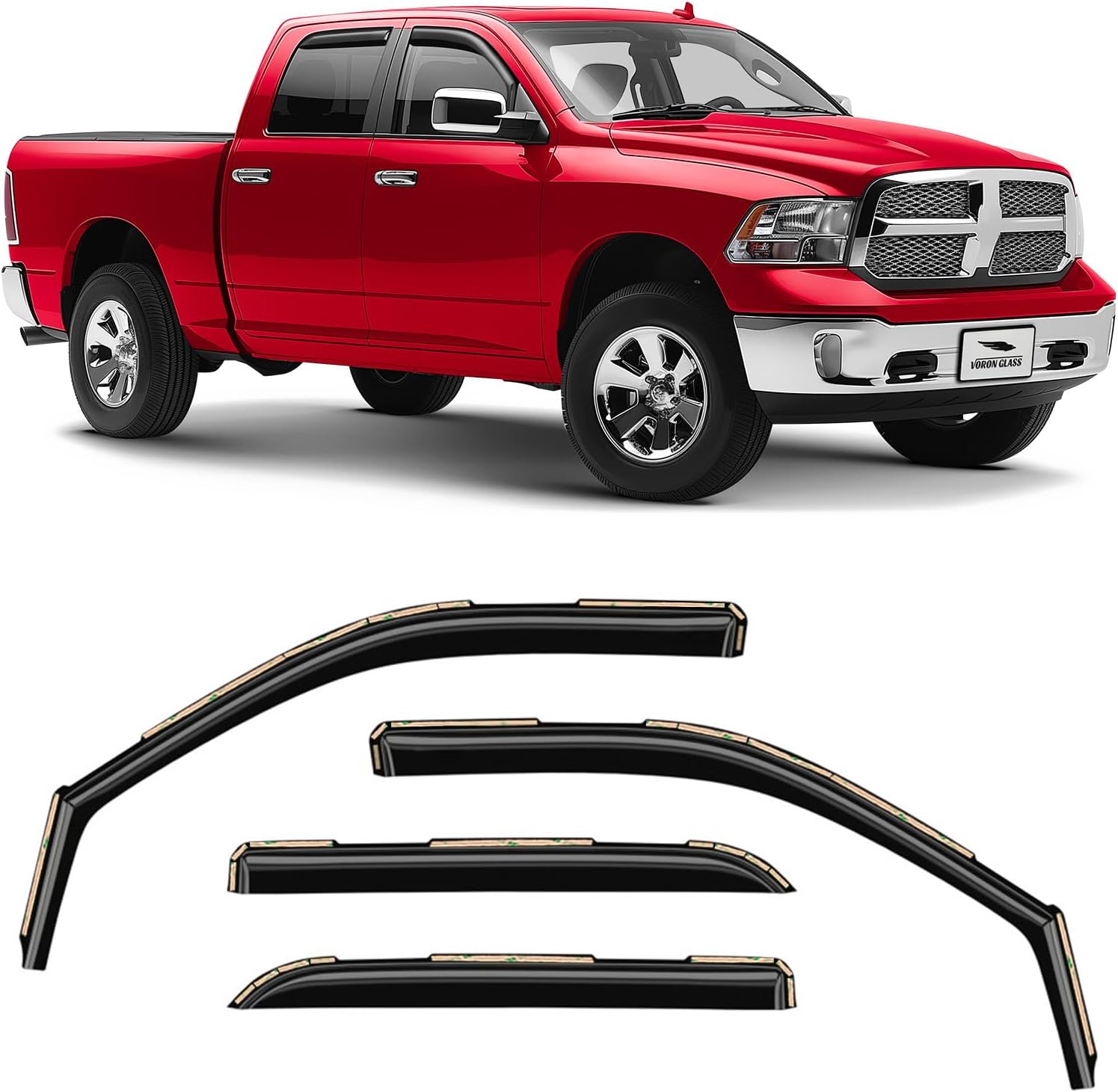 Voron Glass In-Channel Rain Guards for Dodge RAM 2009-2024