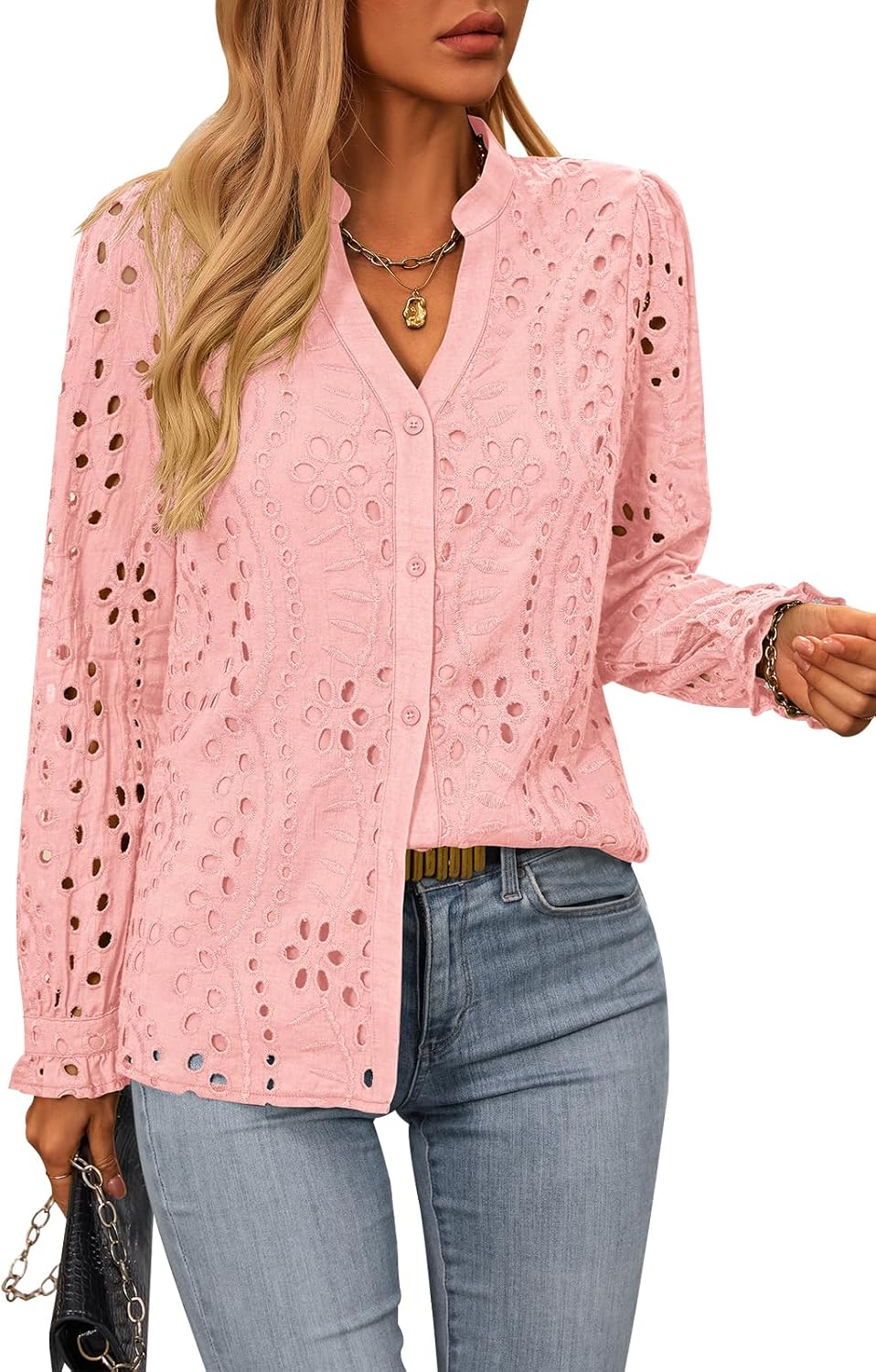 NALANISA Women's Fall Fashion Long Sleeve Button Down Blouses