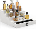 Cologne Organizer for Men - 4 Tier White Wood Perfume Holder