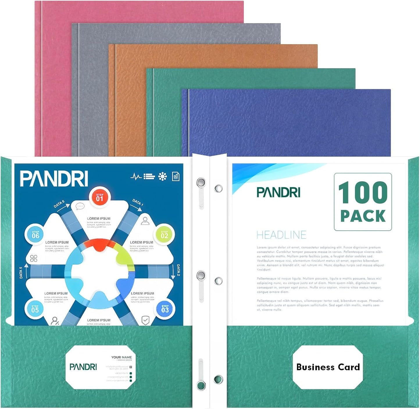 Two Pocket Folders with Prongs for Office and Classroom Use