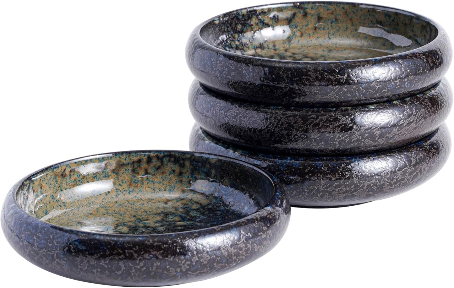 Uaral Japanese Salad Plate Set of 4, 5.5in Stoneware Bowls